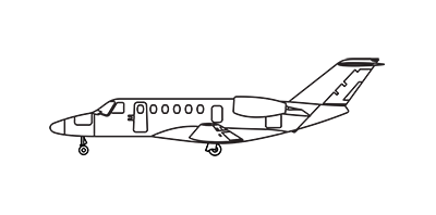 Sideview aircraft blueprint of a Cessna Citation CJ2+
