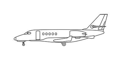Sideview aircraft blueprint of a Cessna Citation Latitude