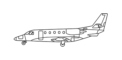 Sideview aircraft blueprint of a Cessna Citation XLS