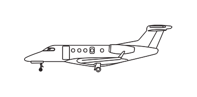Sideview aircraft blueprint of an Embraer Phenom 300