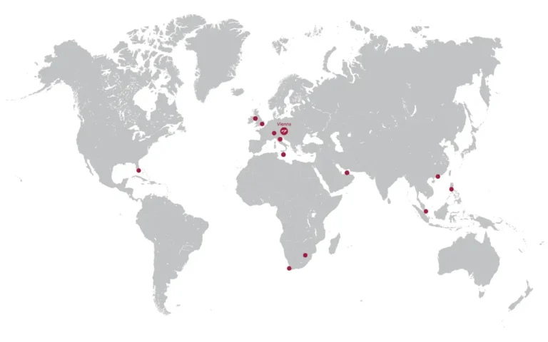 Locations of Avcon Jets' offices on a map of the world